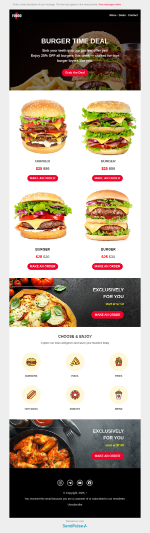 Restaurant free email template