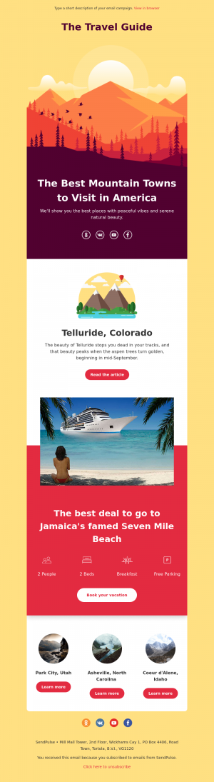 Travel free email template